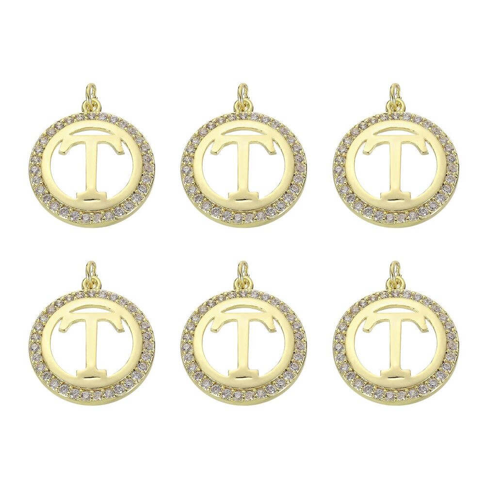 2114 6 Pcs Gold-T Letter Charm Pendants for Necklace Bracelet Earring